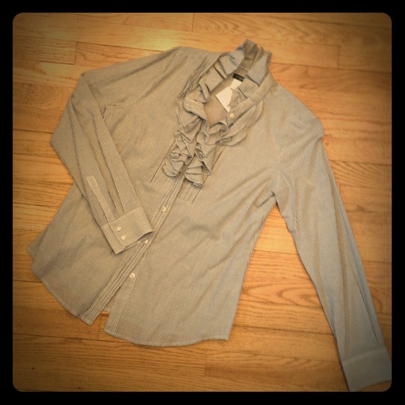 Reserved----J. Crew stripe, ruffled blouse, medium