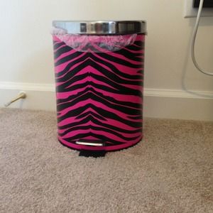 Pink zebra trash can
