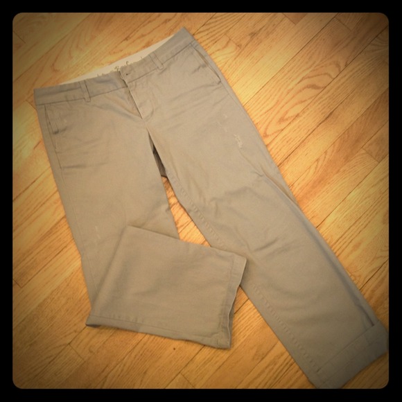 J. Crew broken in boyfriend pants, gray