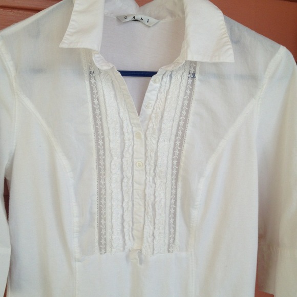Knit cabi 3/4 sleeve tee white medium