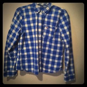 Blue and white plaid shirt