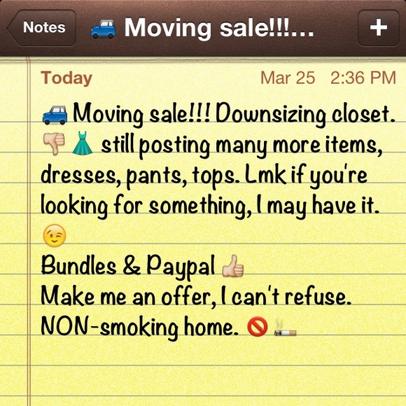 Moving sale!!! Pls help empty out my closet.
