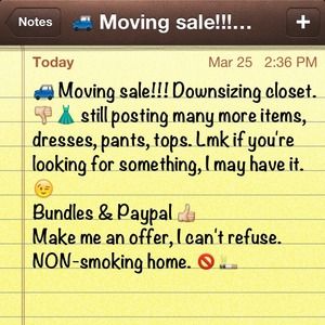 Moving sale!!! Pls help empty out my closet.