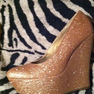 Sexy gold wedge heels