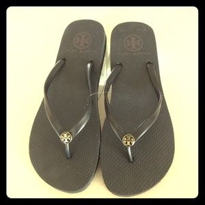 🌸CUTE🌸Tory Burch flip flops black 7 Brand New