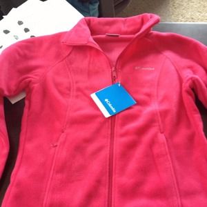 Women's pink full zip columbia fleece size M.