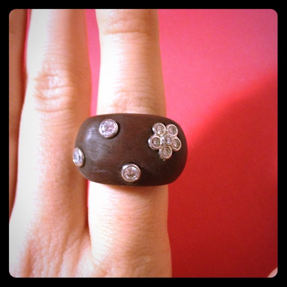 Brown and silver ring