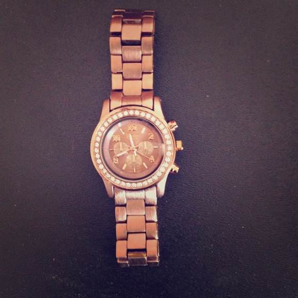 Chocolate/bronze WATCH with Crystal Gemstones