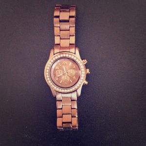 Chocolate/bronze WATCH with Crystal Gemstones