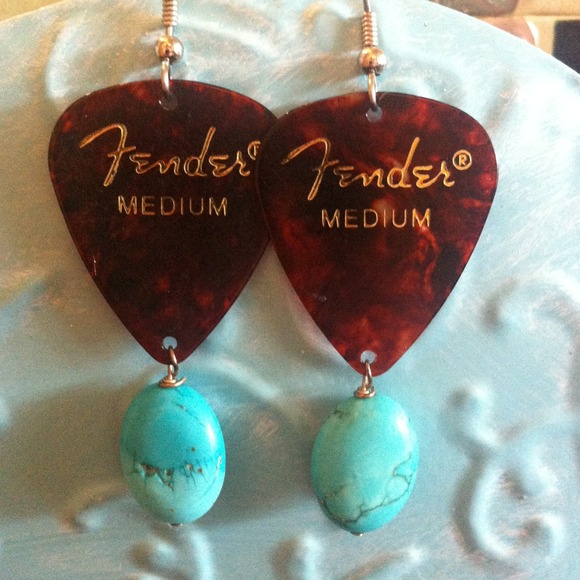 Fender guitar pick earrings
