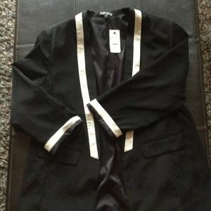 Black Express blazer with cream edging.