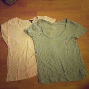 Light pink and gray vneck shirts