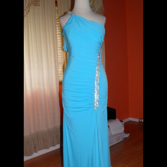 MARY L BLUE PROM FORMAL DRESS DRESS SIZE 4 - Picture 2 of 4