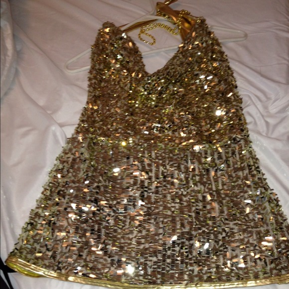 Gold halter dress