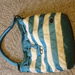 Teal and white large purse