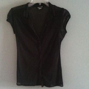 Sheer Polka Dot Button Up