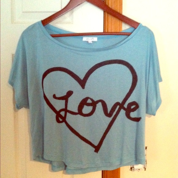 RESERVED • Blue LOVE Shirt & LC Earrings