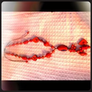 Long orange Tagua necklace. Great with tshirts