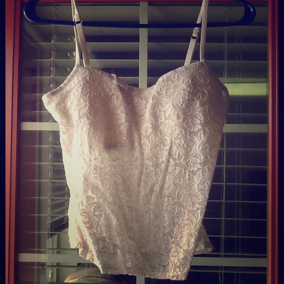 WHITE VINTAGE CROPPED LACE/SHEER BRA TOP
