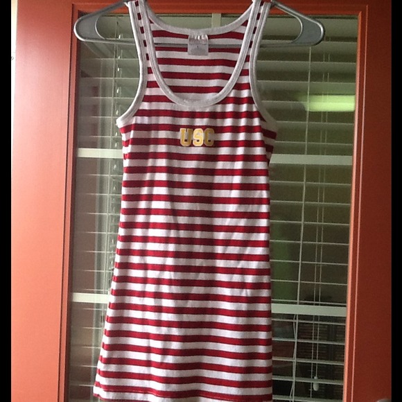COLLEGE USC RED AND WHITE STRIPED TANK!! VERY CUTE
