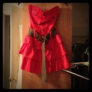 Burnt Orange Strapless Dress