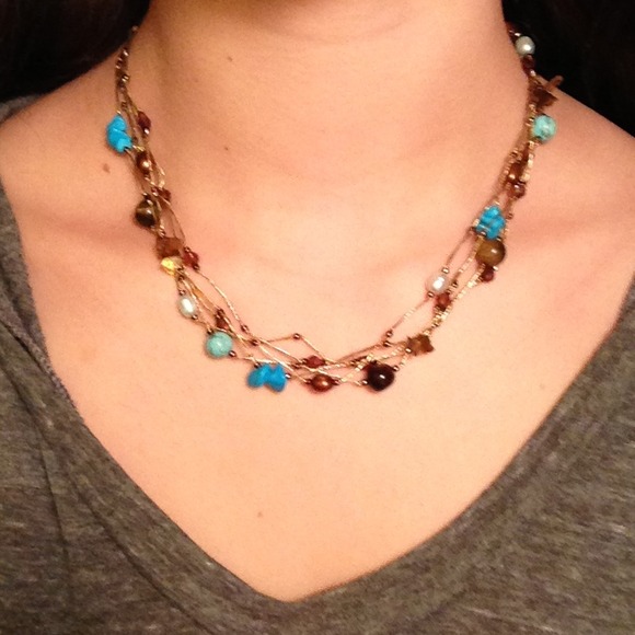 Golden turquoise necklace - Picture 1 of 3
