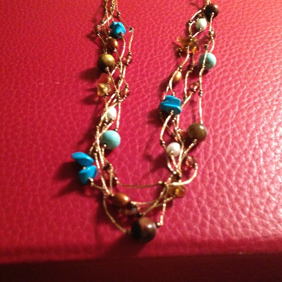 Golden turquoise necklace - Picture 3 of 3