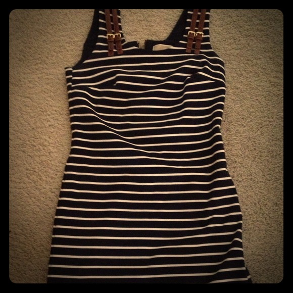 Michael Kors navy and white striped dress