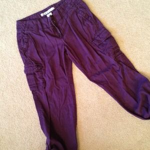 **HOLD**Plum colored linen/cotton cargo pants