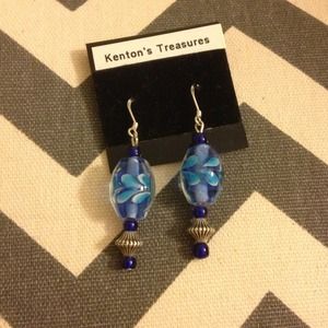 Blue glass bead earrings