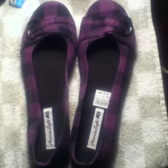 Purple plaid flats, never worn.