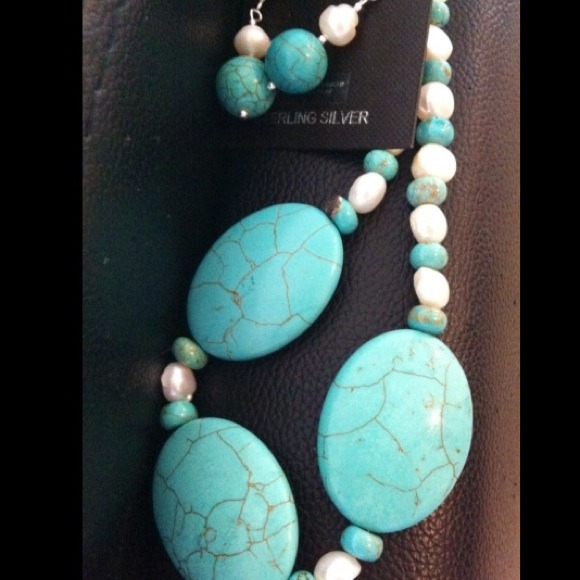 925 Sterling Silver, Freshwater Pearls & Turquoise - Picture 4 of 4