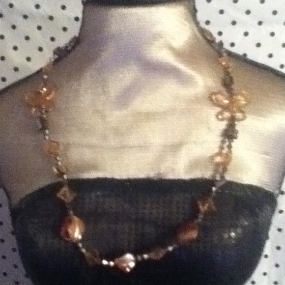 Brown beaded necklace and earring bundle