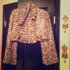 Fur animal print cropped jacket