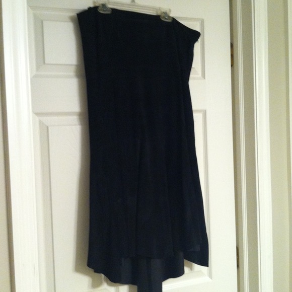 Black Cabi suede boot length skirt