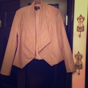 Faux leather waterfall blazer