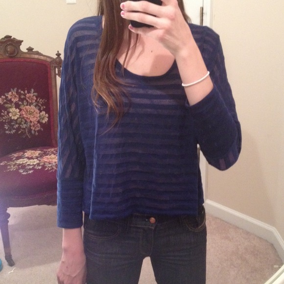 BCBG navy striped dolman