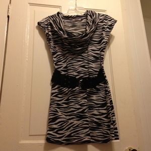 Rockstar punk cowl zebra print belted tunic