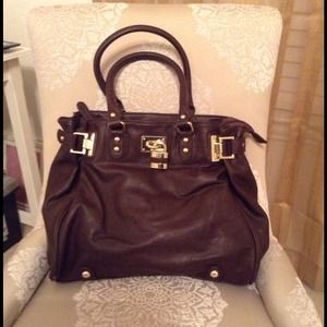 Aldo brown leather lock purse