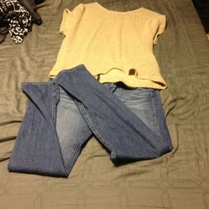 J Brand skinny jeans and zip up sweater