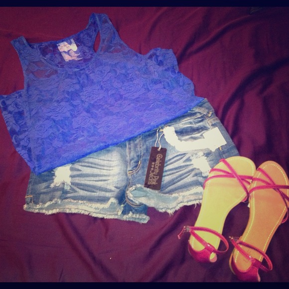 **SOLD!!** Denim shorts with Lace Trim