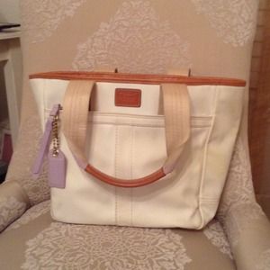 Coach white nylon tote