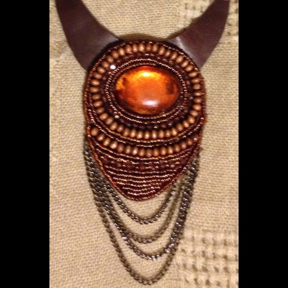 🎉SOLD🎉Handmade amber leather necklace - Picture 3 of 4