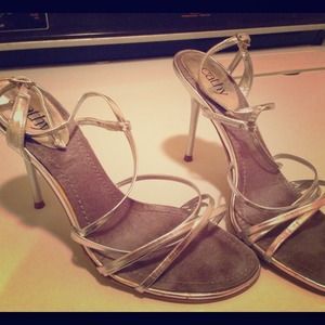 Cathy Jean Strappy Silver Heels