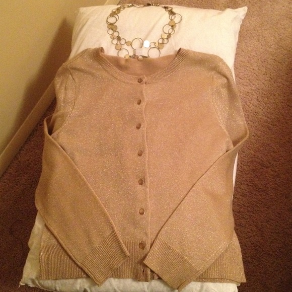 Gold Cardigan & Matching Gold Necklace