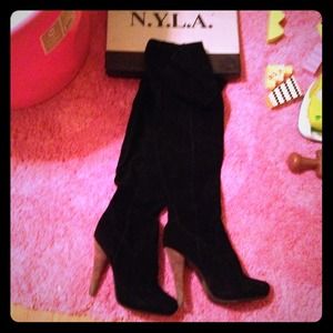 NYLA lightly worn black suede over the knee boot
