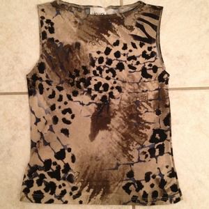Animal print silky dress top.