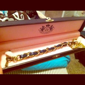 Juicy Couture Leather and Gold "Love Me" Bracelet