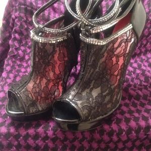 Heels with a lace overlay.