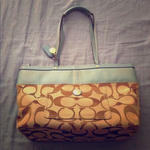 Authentic Coach Signature Stripe Tote
